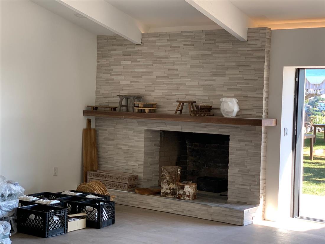 Custom stone fireplace interior finish